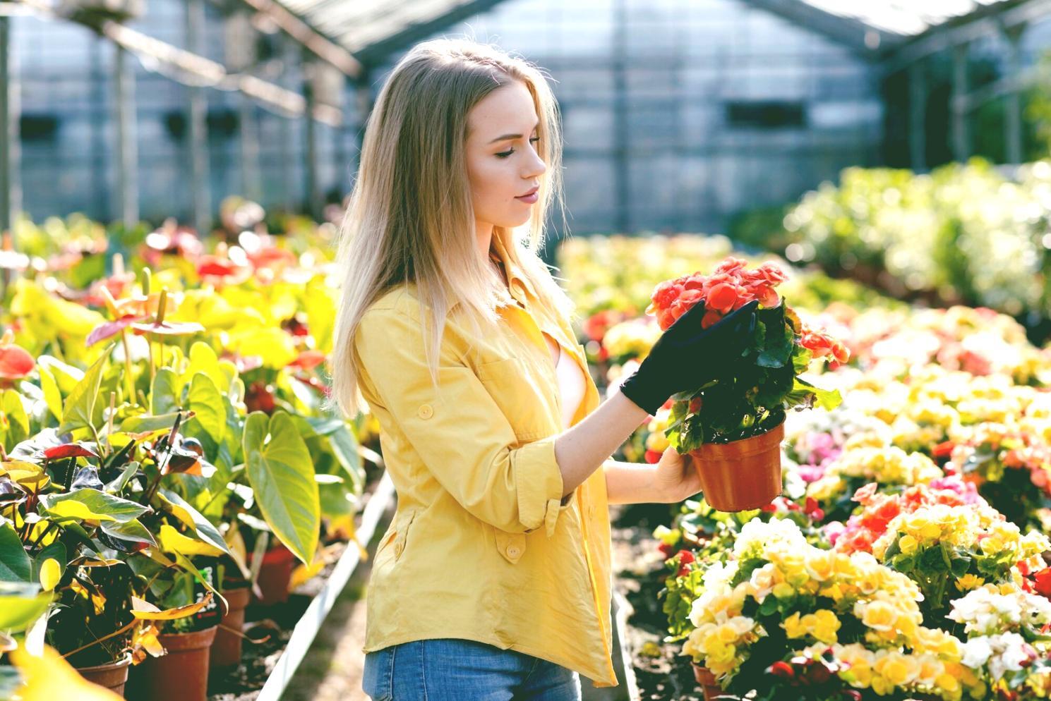 Floristische Expertin bei der Blumenauswahl